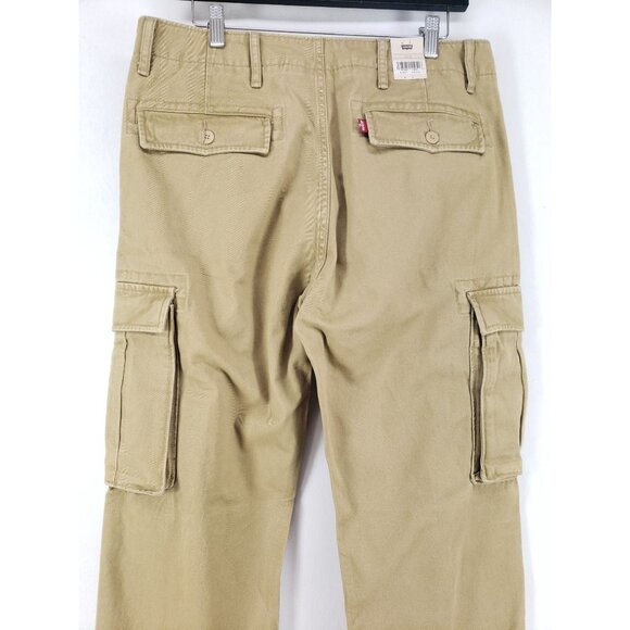 Levis Relaxed Fit Cargo Pants Mens 31x32 Tan Cotton Chino High Rise Tapered Leg - Picture 8 of 11